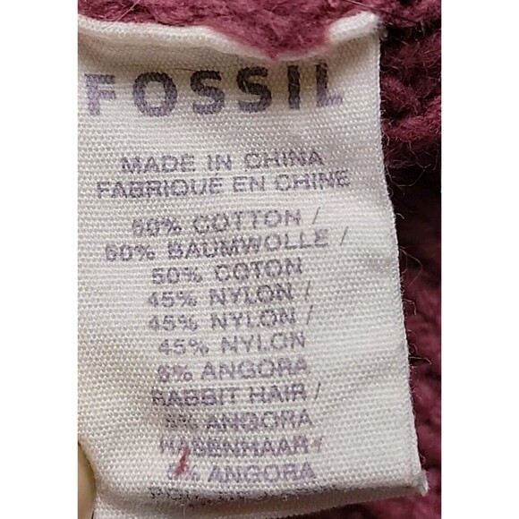 Fossil Sweater Womens M Mauve Berry Pullover Crewneck Cotton Angora Blend Soft - Picture 5 of 10